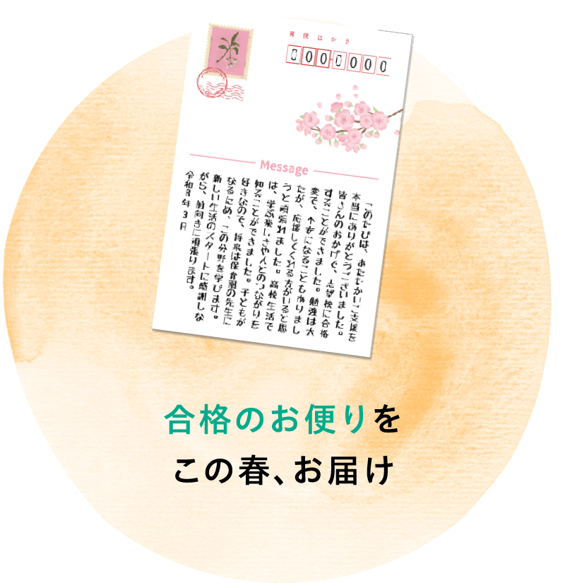 合格のお便りをこの春、お届け